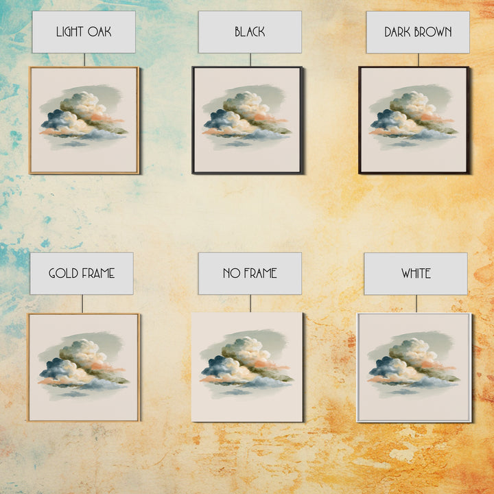 Soft Cloudscape in Cream and Sage Canvas Print, Spa Art, Wildlife Wall Art, Spa Decor, Watercolor Art, Serenity, SPA-1x1-13