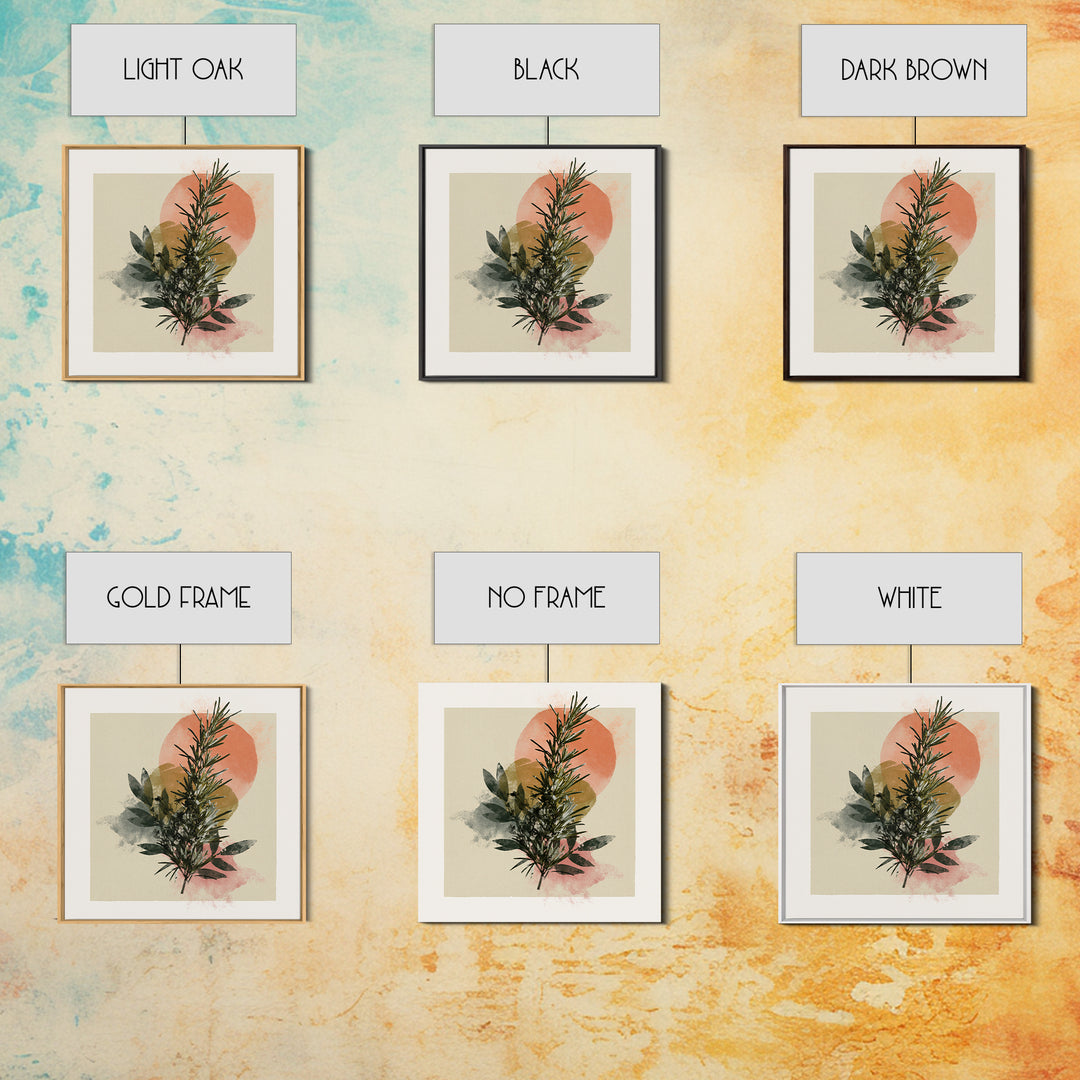 Botanical Herbal Arrangement Framed Canvas Print, Spa Art, Gallery Decor, Spa Decor, Fine Art, Serenity, Wall Art, Home Decor, SPA-1x1-38