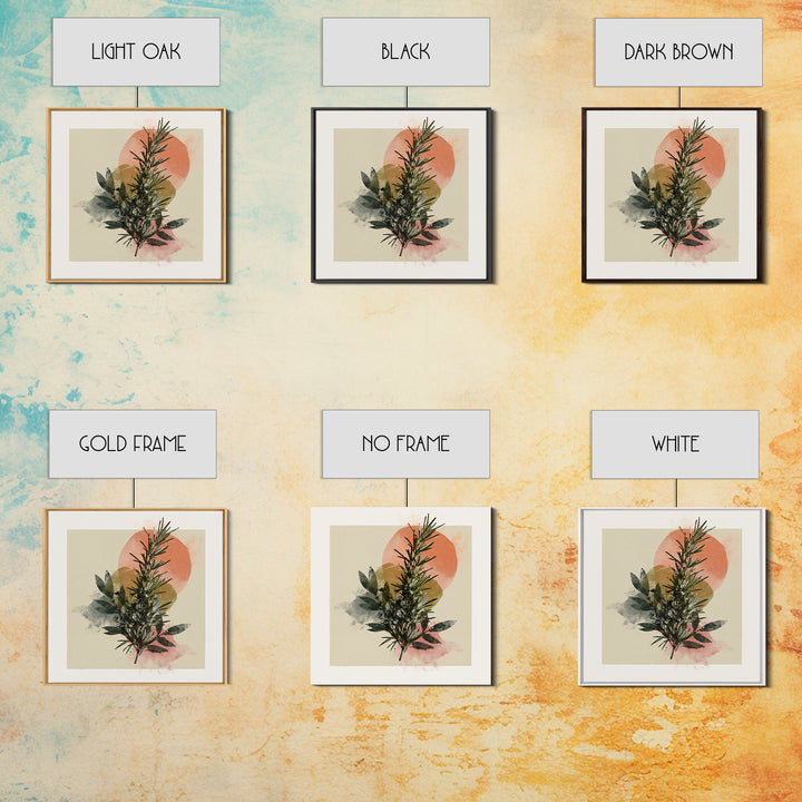 Botanical Herbal Arrangement Framed Canvas Print, Spa Art, Gallery Decor, Spa Decor, Fine Art, Serenity, Wall Art, Home Decor, SPA-1x1-38