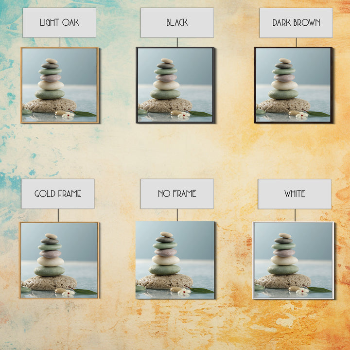 Stacked Stones Beside Calm Water Canvas Print, Spa Art, Art Print, Spa Decor, Fine Art, Serenity, Botanical Art, Nature Prints, SPA-1x1-49