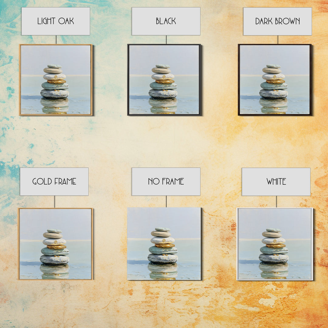 Stacked Stones Beside Calm Water Canvas Print, Spa Art, Black Woman Art, Spa Decor, Oil Painting, Serenity, Modern Home Decor, SPA-1x1-97