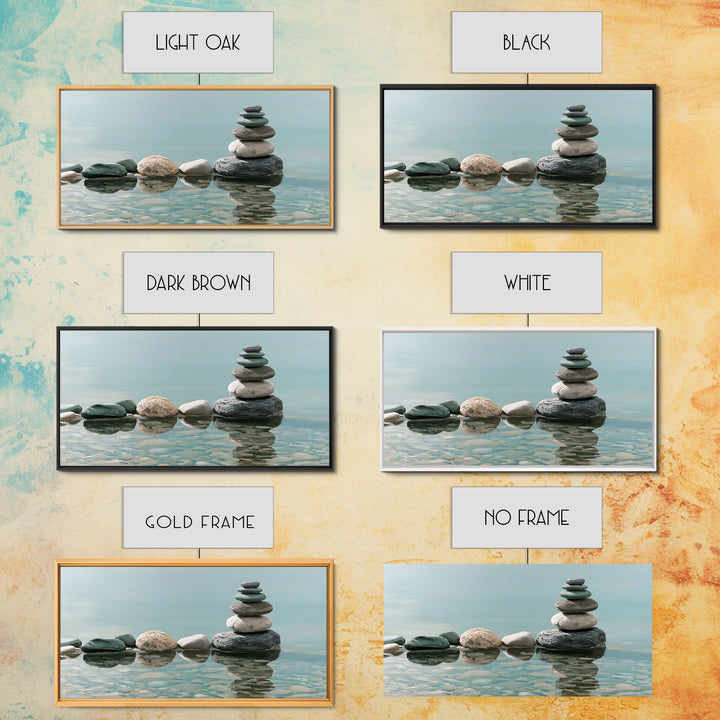 Stacked Stones Beside Calm Water Canvas Print, Spa Art, Black Woman Art, Spa Decor, Oil Painting, Serenity, Modern Home Decor, SPA-2x1-21
