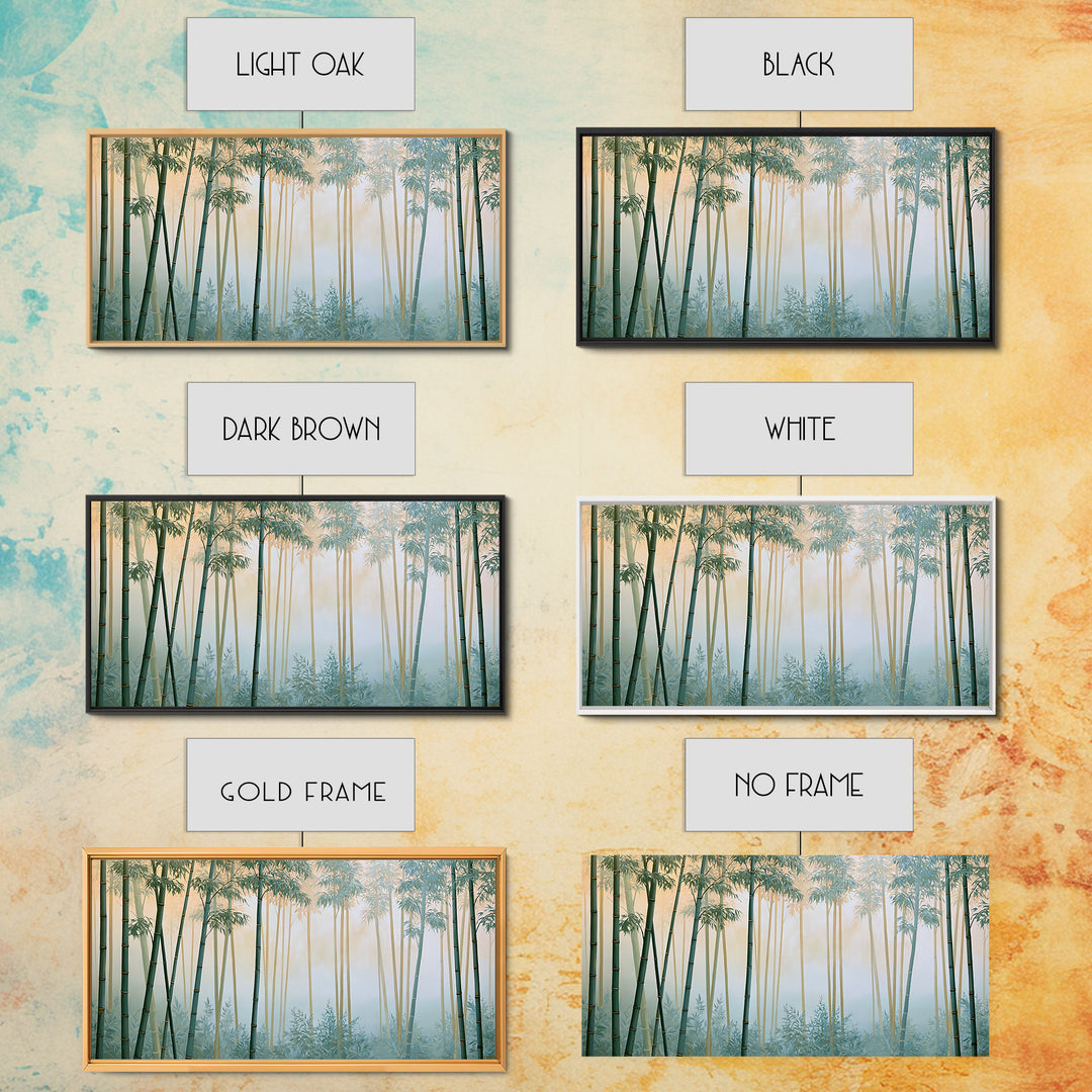 Misty Bamboo Forest Framed Canvas Print, Spa Art, Botanical Art, Spa Decor, Oil Painting, Serenity, Fashion Wall Art, SPA-2x1-25