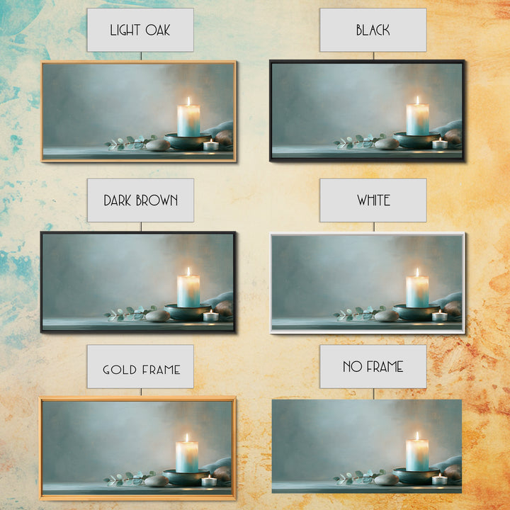Warm Candle Flame Canvas Print, Spa Art, Abstract Print, Spa Decor, Oil Painting, Serenity, Esthetician Decor, Tarot Card Art, SPA-2x1-77