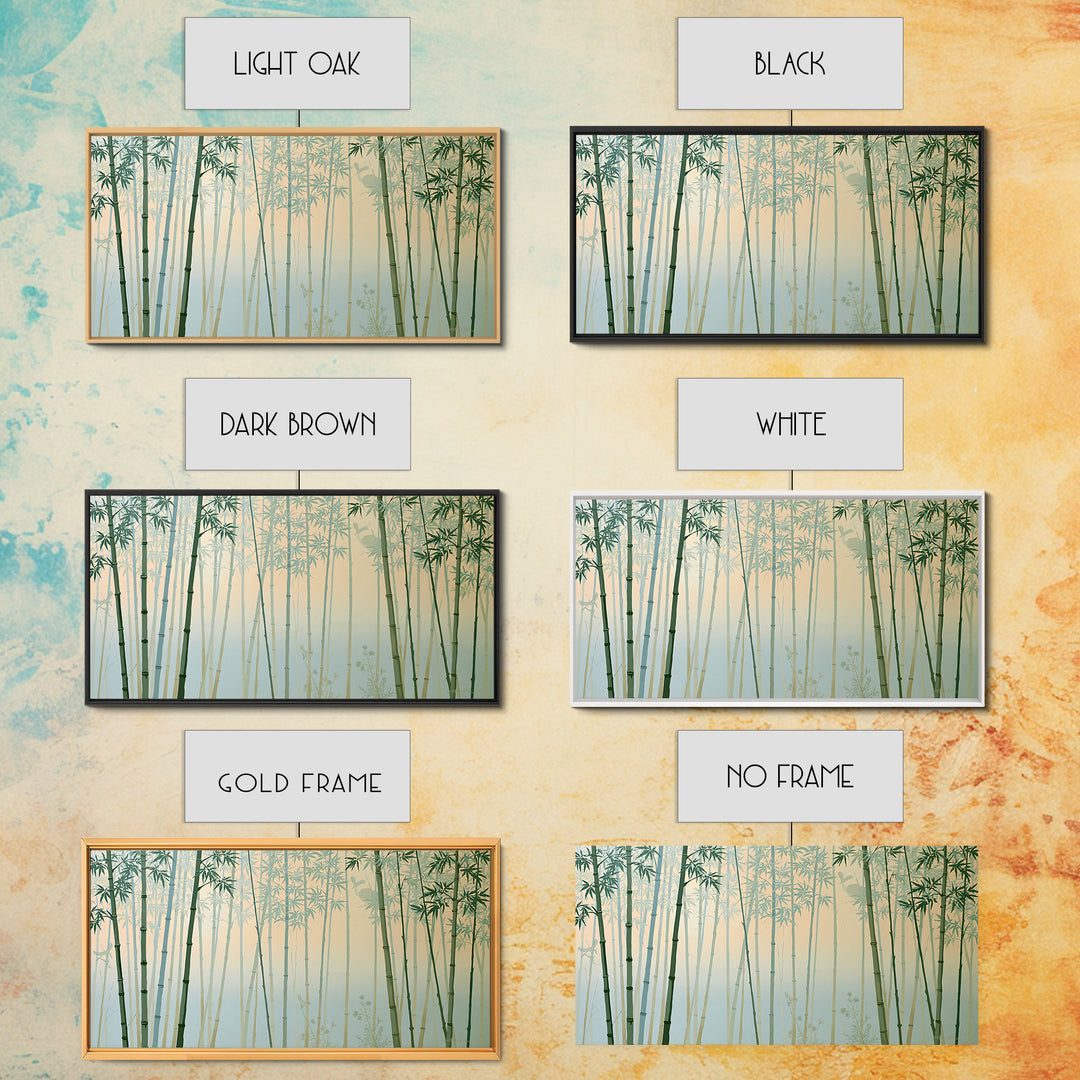 Misty Bamboo Forest Framed Canvas Print, Spa Art, Modern Home Decor, Spa Decor, Fine Art, Serenity, Neutral Decor, Modern Decor, SPA-2x1-97