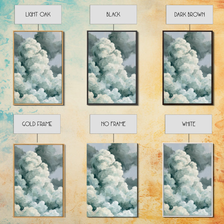 Soft Cloudscape in Cream and Sage Framed Canvas Print, Spa Art, Black Woman Art, Spa Decor, Oil Painting, Serenity, SPA-2x3-21