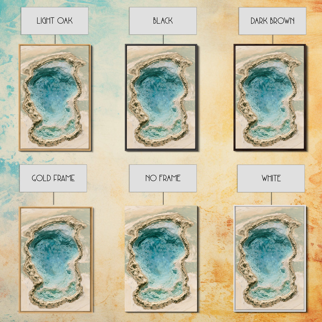 Blue Lagoon Water Seen from Above Framed Canvas Print, Spa Art, Salon Decor, Spa Decor, Fine Art, Serenity, Statement Artwork, SPA-2x3-28