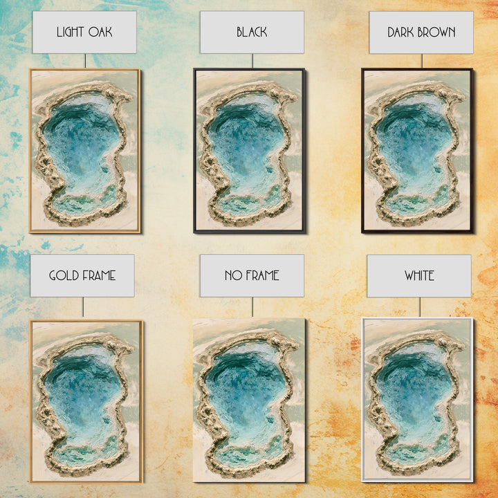 Blue Lagoon Water Seen from Above Framed Canvas Print, Spa Art, Salon Decor, Spa Decor, Fine Art, Serenity, Statement Artwork, SPA-2x3-28