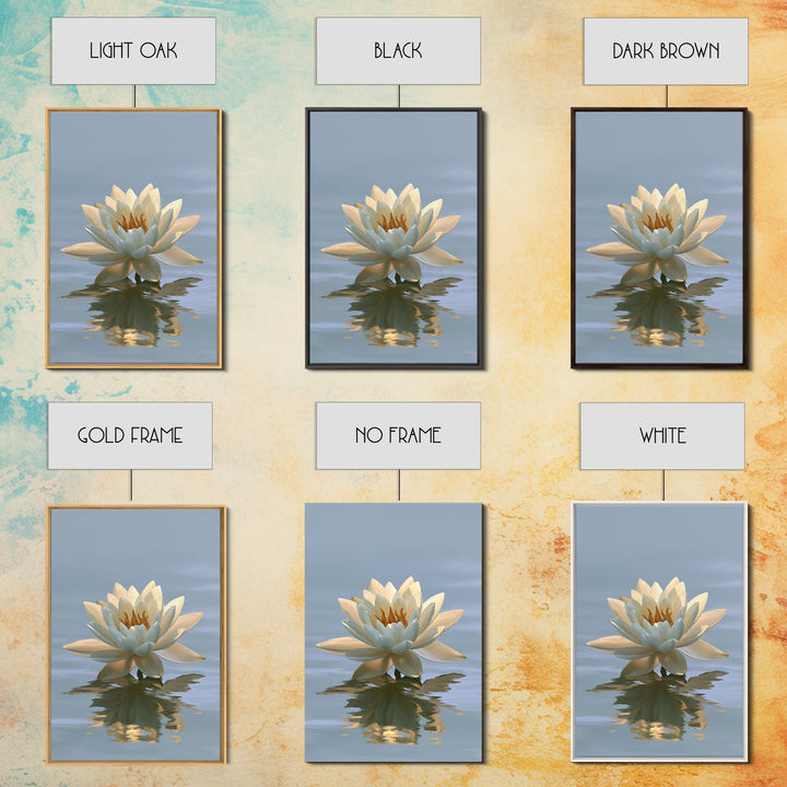 Lotus Flower Floating on Still Pond Framed Canvas Print, Spa Art, Travel Poster, Spa Decor, Watercolor Art, Serenity, SPA-2x3-60