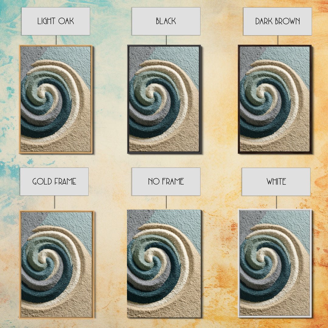 Sand Garden Lines Framed Canvas Print, Spa Art, Fine Art Photography, Spa Decor, Oil Painting, Serenity, Wildlife Wall Art, SPA-2x3-68