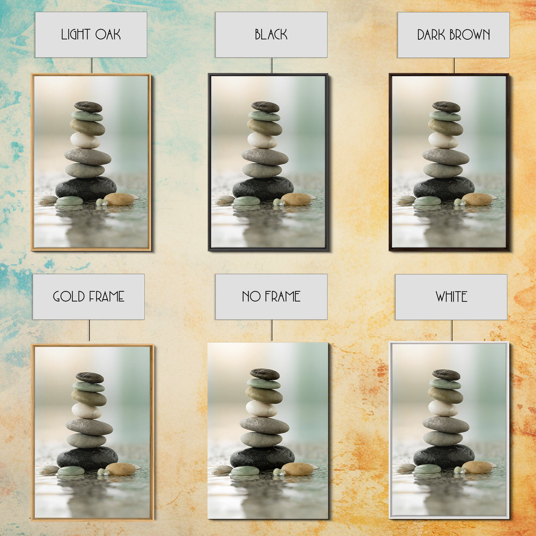 Stacked Stones Beside Calm Water Canvas Print, Spa Art, Dog Groomer Gifts, Spa Decor, Oil Painting, Serenity, Fine Art Print, SPA-2x3-81