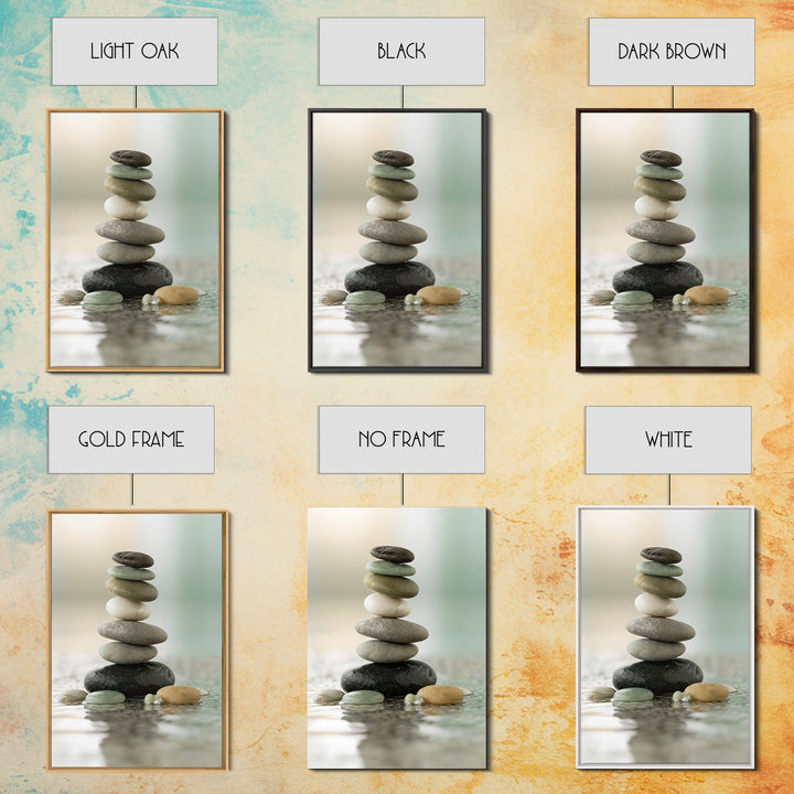 Stacked Stones Beside Calm Water Canvas Print, Spa Art, Dog Groomer Gifts, Spa Decor, Oil Painting, Serenity, Fine Art Print, SPA-2x3-81