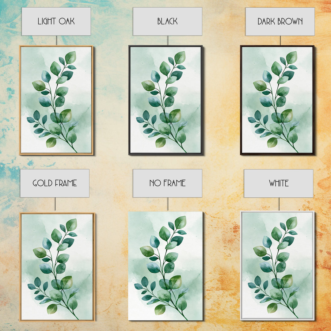 Eucalyptus Branch in Soft Green Watercolor Framed Canvas Print, Spa Art, Dog Canvas, Spa Decor, Fine Art, Serenity, Art Print, SPA-2x3-83