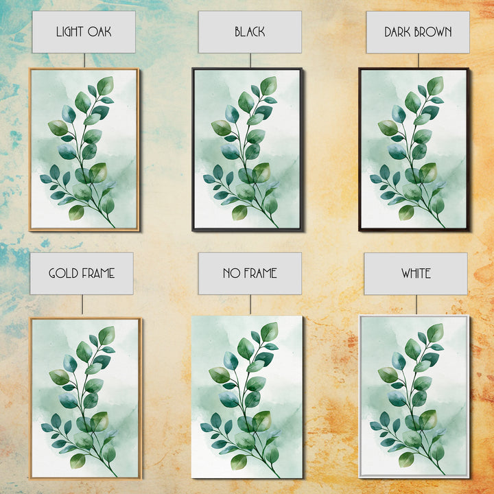 Eucalyptus Branch in Soft Green Watercolor Framed Canvas Print, Spa Art, Dog Canvas, Spa Decor, Fine Art, Serenity, Art Print, SPA-2x3-83
