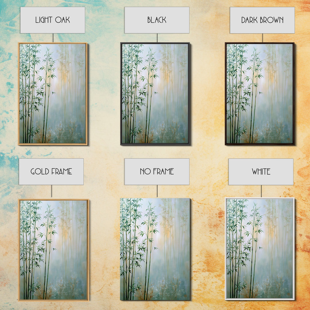 Misty Bamboo Forest Framed Canvas Print, Spa Art, Salon Decor, Spa Decor, Oil Painting, Serenity, Statement Artwork, Boho Decor, SPA-2x3-85