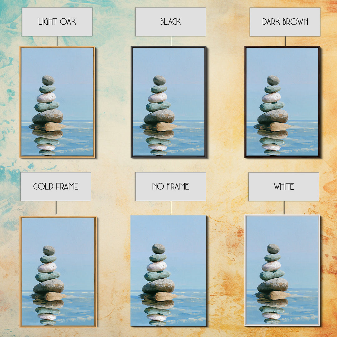 Stacked Stones Beside Calm Water Canvas Print, Spa Art, Travel Poster, Spa Decor, Fine Art, Serenity, Salon Decor, City Art, SPA-2x3-9