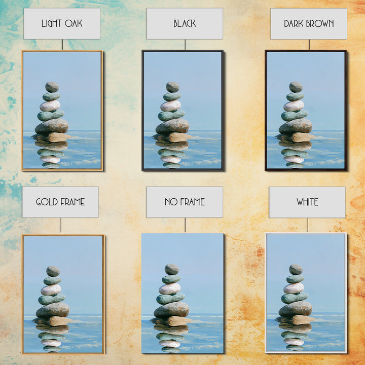 Stacked Stones Beside Calm Water Canvas Print, Spa Art, Travel Poster, Spa Decor, Fine Art, Serenity, Salon Decor, City Art, SPA-2x3-9