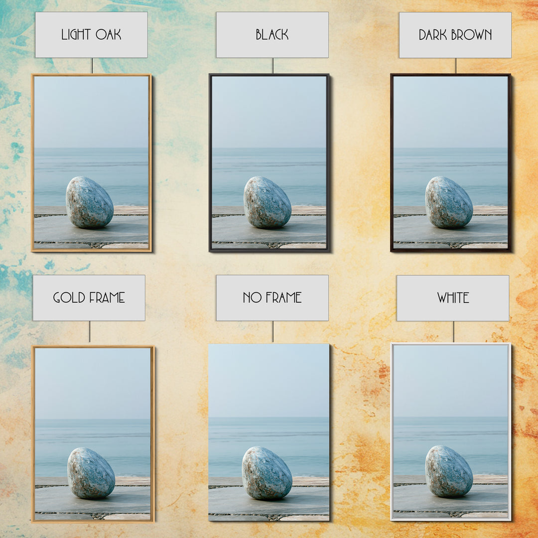 Coastal Horizon in Muted Spa Blues Framed Canvas Print, Spa Art, Spa, Spa Decor, Oil Painting, Serenity, Teen Girl Room Decor, SPA-2x3-90