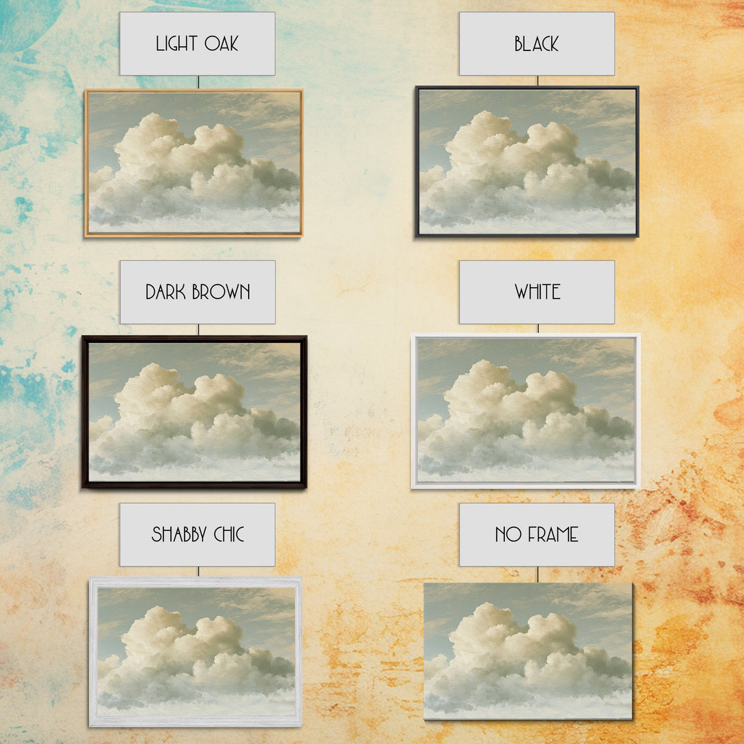 Soft Cloudscape in Cream and Sage Framed Canvas Print, Spa Art, Wildlife Wall Art, Spa Decor, Watercolor Art, Serenity, SPA-3x2-41