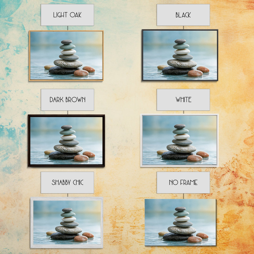 Stacked Stones Beside Calm Water Canvas Print, Spa Art, Modern Decor, Spa Decor, Fine Art, Serenity, Wall Decor, SPA-3x2-53