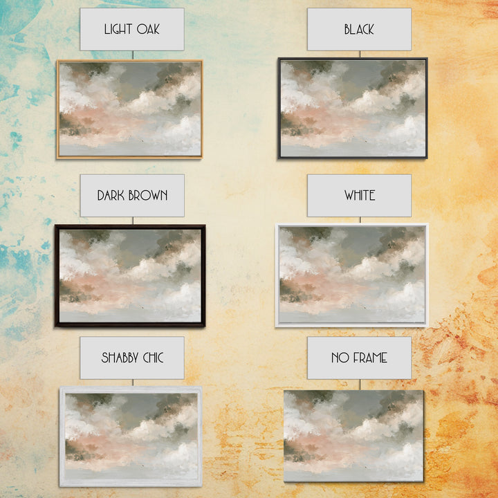 Soft Cloudscape in Cream and Sage Canvas Print, Spa Art, Boho Decor, Spa Decor, Oil Painting, Serenity, Printable Art, SPA-3x2-89