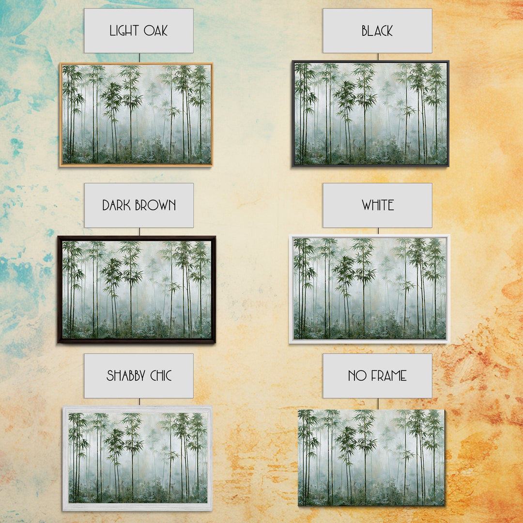 Misty Bamboo Forest Framed Canvas Print, Spa Art, Salon Decor, Spa Decor, Oil Painting, Serenity, Statement Artwork, Boho Decor, SPA-3x2-9