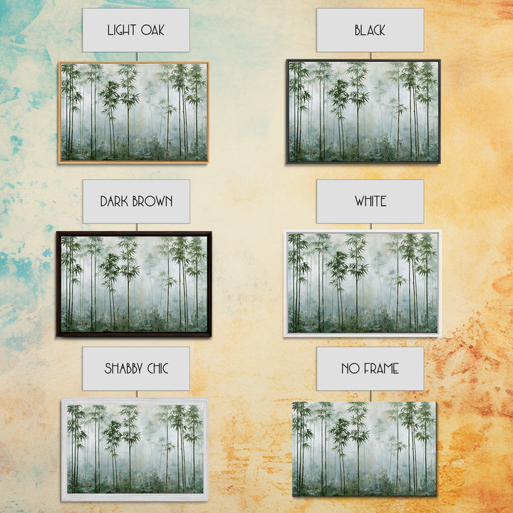 Misty Bamboo Forest Framed Canvas Print, Spa Art, Salon Decor, Spa Decor, Oil Painting, Serenity, Statement Artwork, Boho Decor, SPA-3x2-9