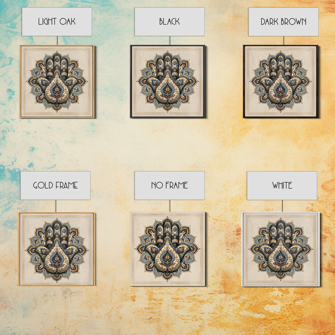 Protective Hand Motif Framed Canvas Print, Spiritual Art, Neutral Decor, Living Room Decor, Fine Art, Spirit, Wall Decor, SPI-1x1-71