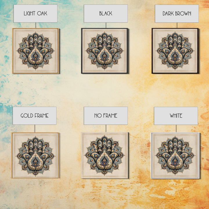 Protective Hand Motif Framed Canvas Print, Spiritual Art, Neutral Decor, Living Room Decor, Fine Art, Spirit, Wall Decor, SPI-1x1-71