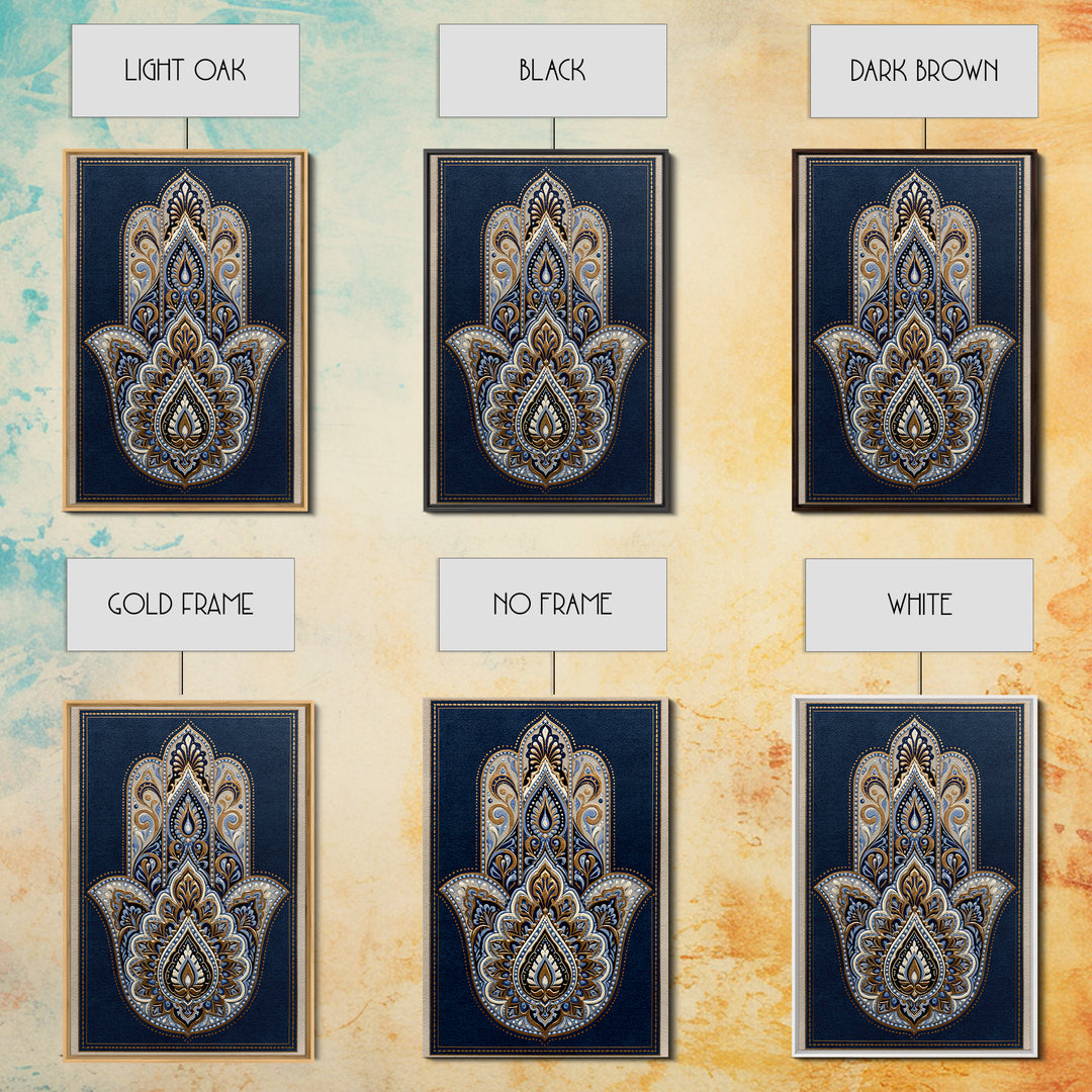 Protective Hand Motif Framed Canvas Print, Spiritual Art, Gallery Decor, Living Room Decor, Fine Art, Spirit, Poster, SPI-2x3-55