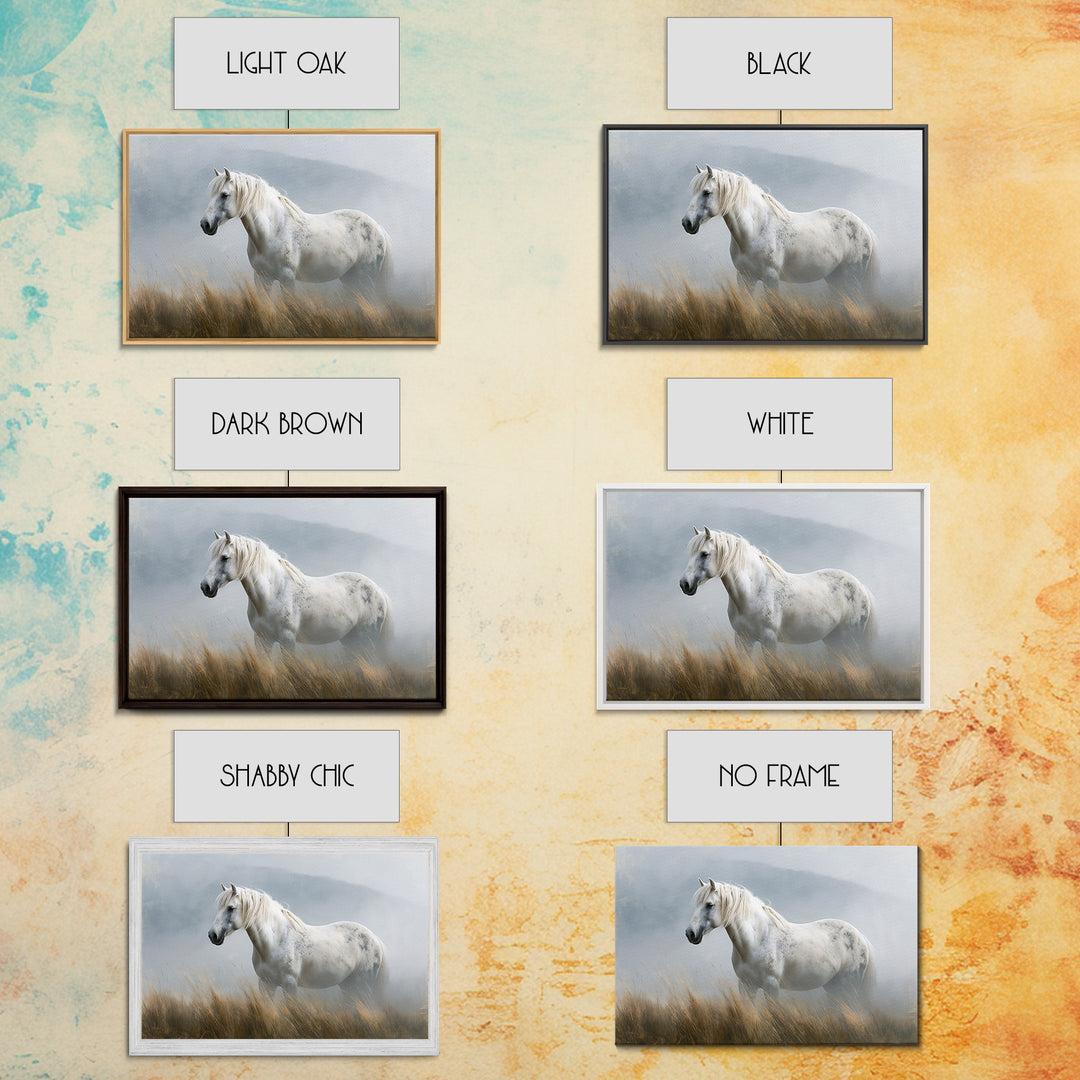White Horse in Misty Sacred Landscape Canvas Print, Spiritual Art, Kids Room Art, Living Room Decor, Fine Art, Spirit, SPI-3x2-62