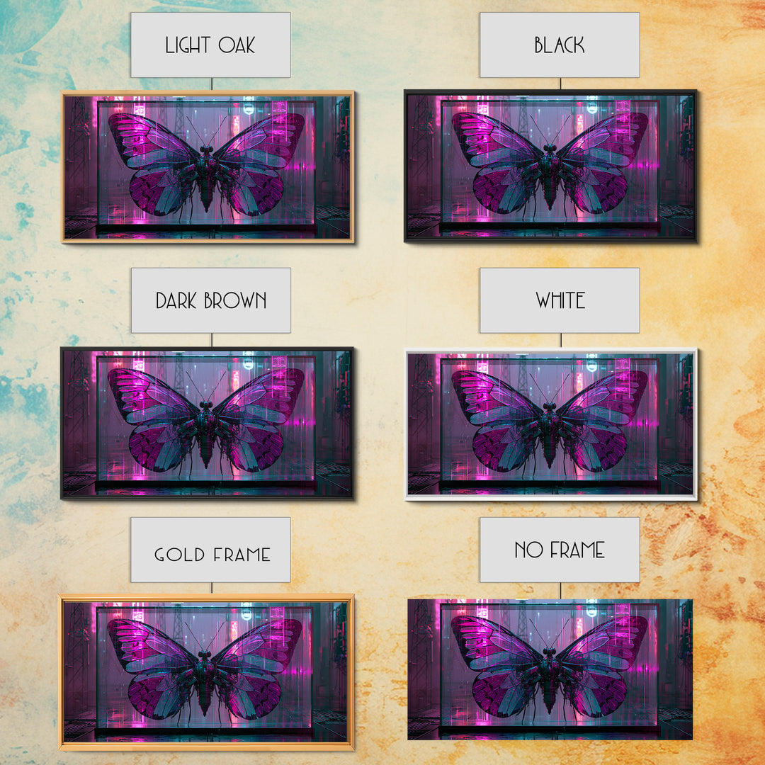 Mechanical Butterfly Specimen Framed Canvas Print, Steampunk Art, Contemporary Art, Living Room Decor, Fine Art, Mechanic, STE-2x1-34