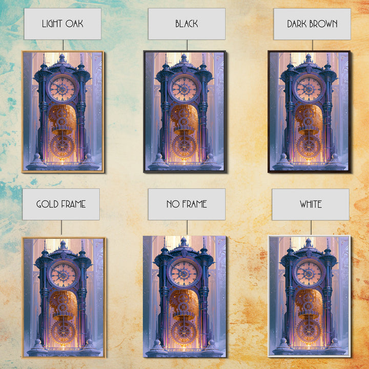 Clock Tower Gears Framed Canvas Print, Steampunk Art, Living Room Decor, Oil Painting, Mechanic, Whimsigoth Decor, STE-2x3-21
