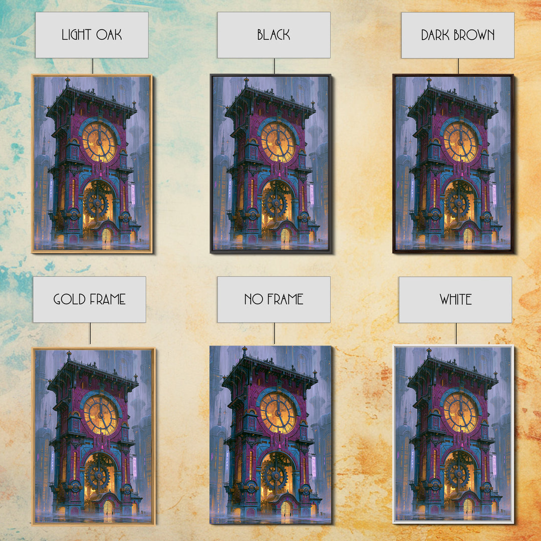 Clock Tower Gears Framed Canvas Print, Steampunk Art, Wall Art Print, Living Room Decor, Fine Art, Mechanic, Gallery Decor, STE-2x3-69