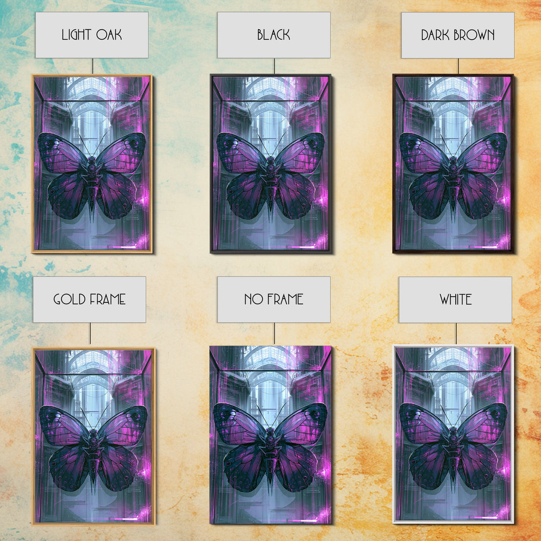 Mechanical Butterfly Specimen Framed Canvas Print, Steampunk Art, Digital Print, Living Room Decor, Fine Art, Mechanic, STE-2x3-94