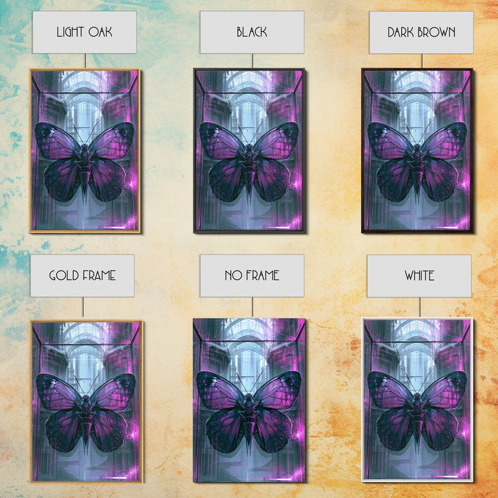 Mechanical Butterfly Specimen Framed Canvas Print, Steampunk Art, Digital Print, Living Room Decor, Fine Art, Mechanic, STE-2x3-94