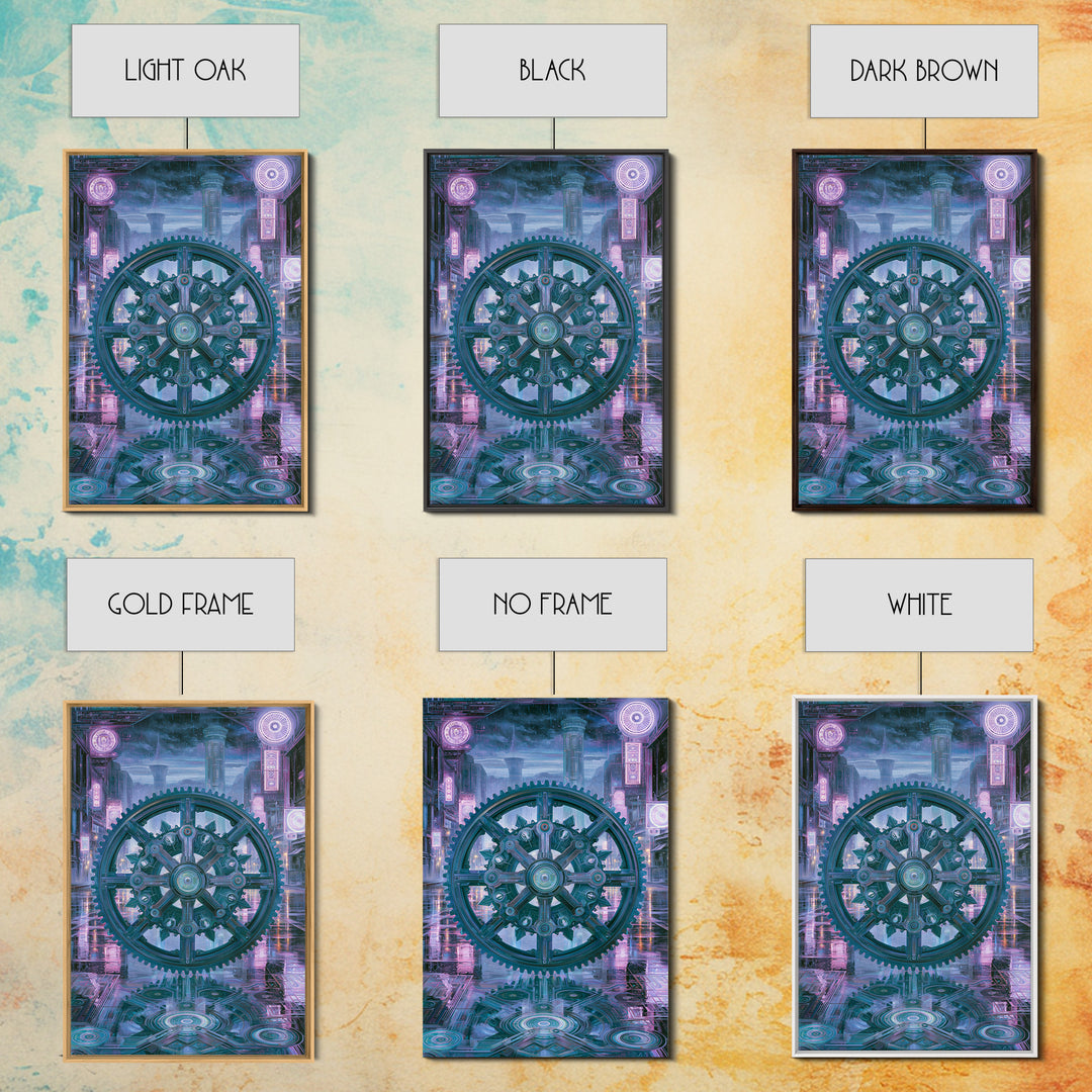 Cogwheel Mandala in Bronze and Teal Canvas Print, Steampunk Art, Wall Art Print, Living Room Decor, Fine Art, Mechanic, STE-2x3-96
