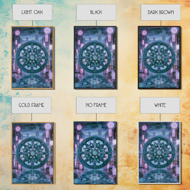 Cogwheel Mandala in Bronze and Teal Canvas Print, Steampunk Art, Wall Art Print, Living Room Decor, Fine Art, Mechanic, STE-2x3-96