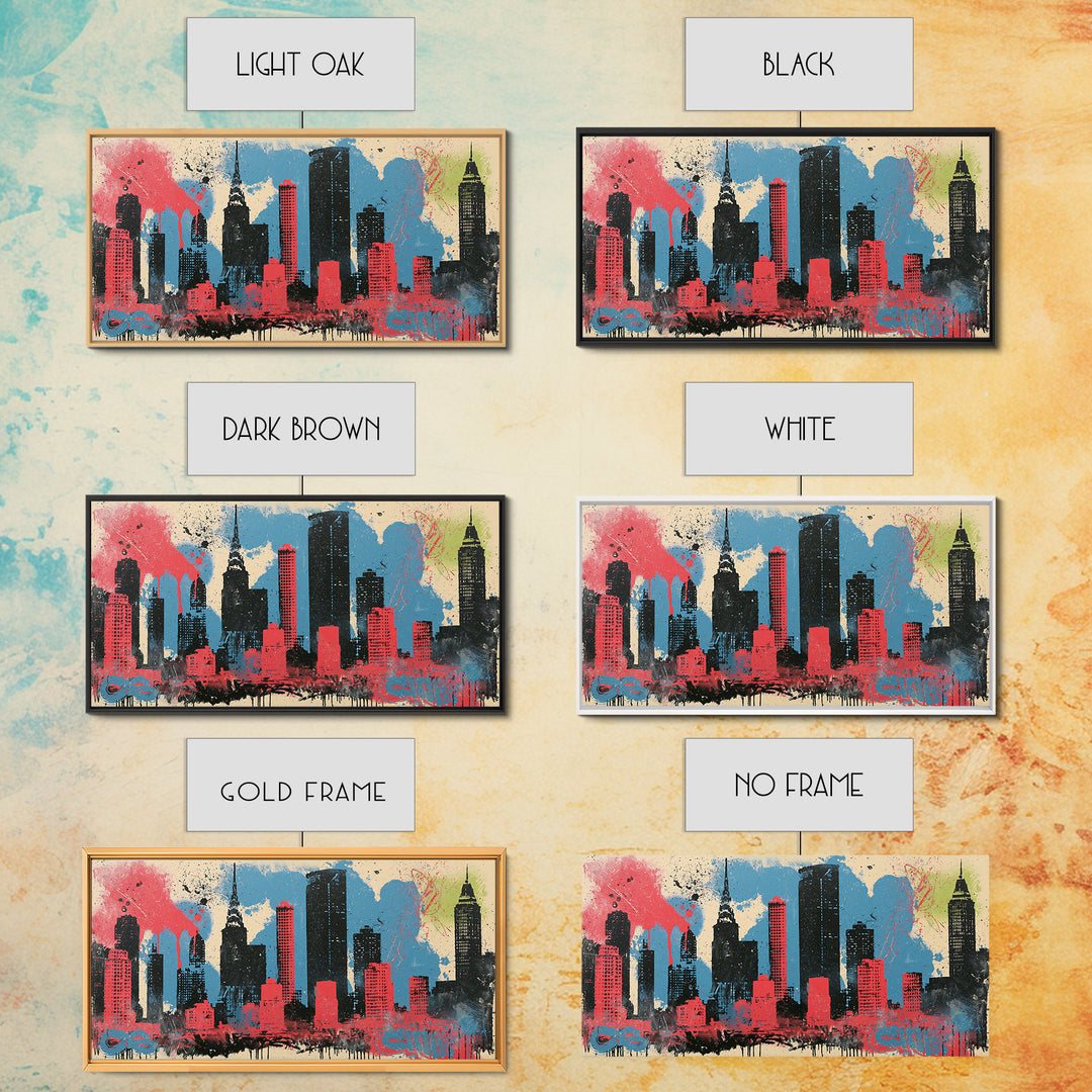 Urban Skyline Made from Stencil Layers Canvas Print, Street Art, Living Room Decor, Abstract Art, Urban, Abstract Painting, STR-2x1-58