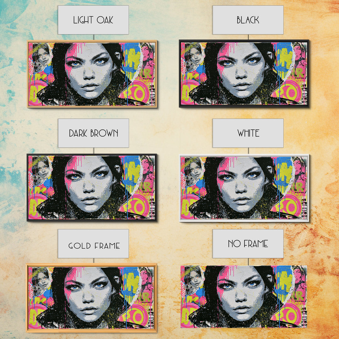 Bold Stencil Portrait Canvas Print, Street Art, Abstract Painting, Living Room Decor, Fine Art, Urban, Gallery Decor, STR-2x1-69