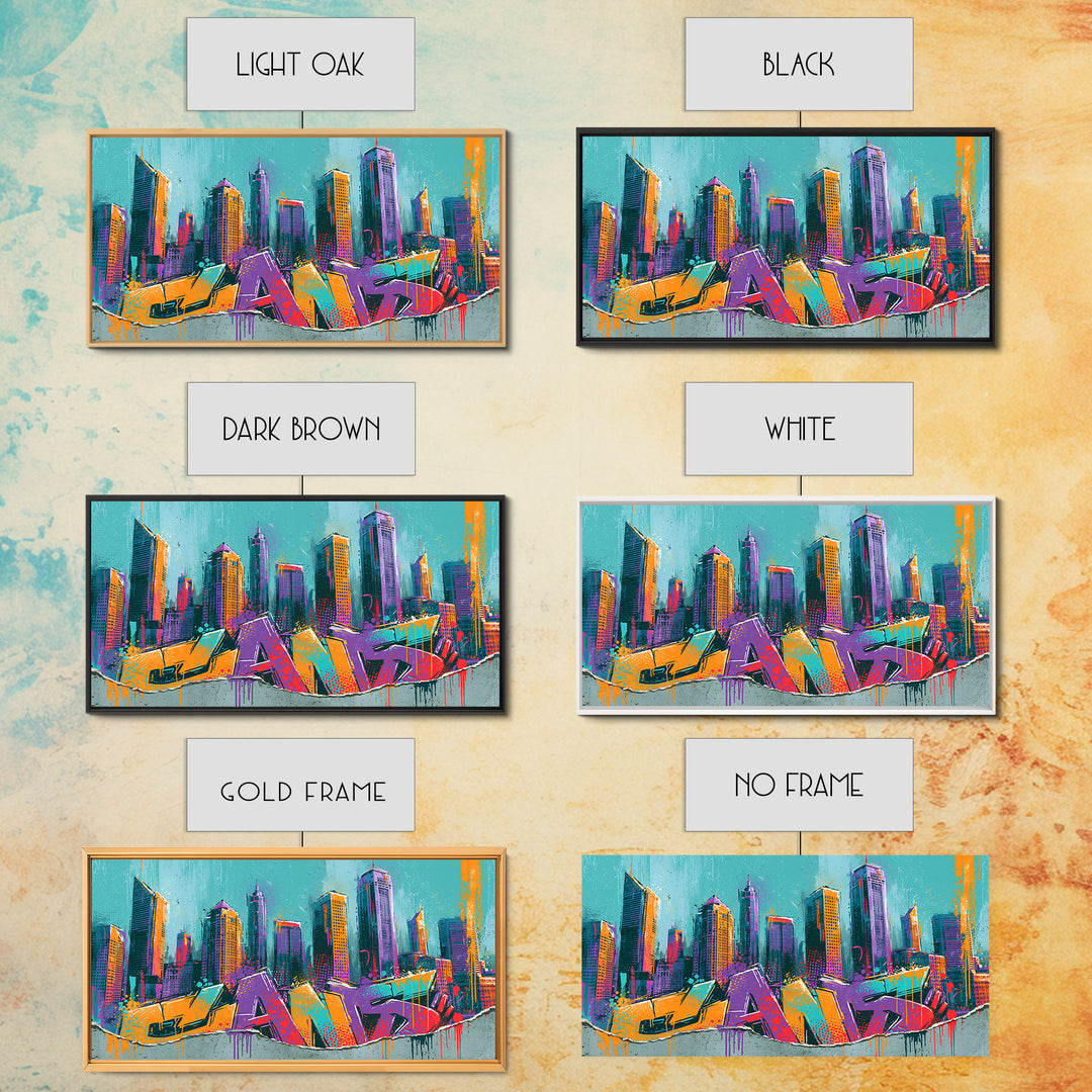 Urban Skyline Made from Stencil Layers Canvas Print, Street Art, Living Room Decor, Abstract Art, Urban, Abstract Painting, STR-2x1-82