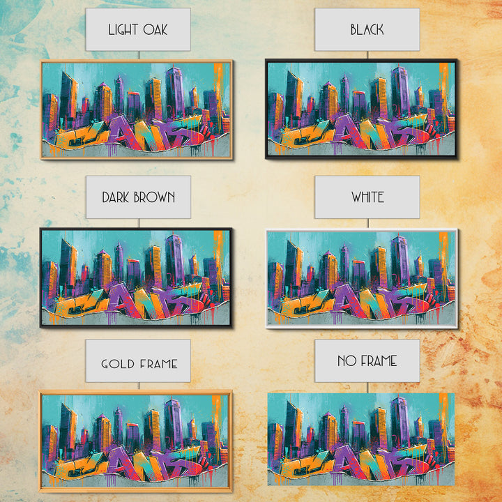 Urban Skyline Made from Stencil Layers Canvas Print, Street Art, Living Room Decor, Abstract Art, Urban, Abstract Painting, STR-2x1-82
