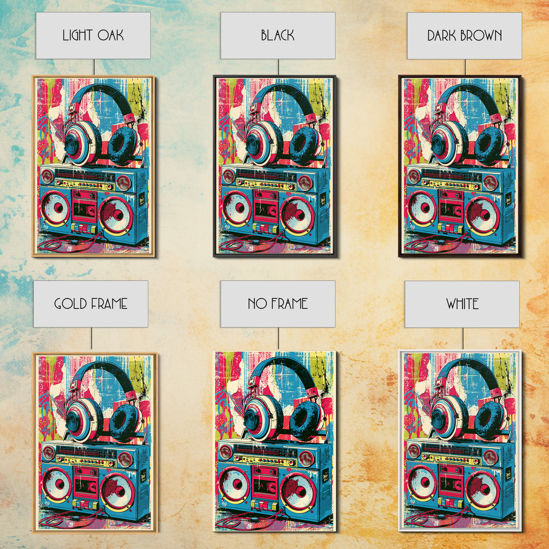Boombox and Headphones Canvas Print, Street Art, Canvas Print, Living Room Decor, Fine Art, Urban, Graffiti Art, Gallery Decor, STR-2x3-65