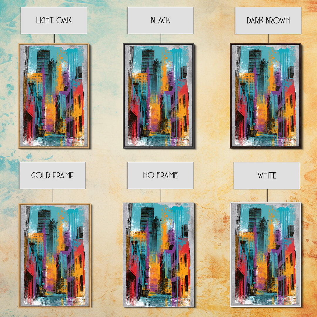 Urban Skyline Made from Stencil Layers Canvas Print, Street Art, Canvas, Living Room Decor, Fine Art, Urban, Colorful Wall Art, STR-2x3-70