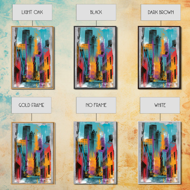 Urban Skyline Made from Stencil Layers Canvas Print, Street Art, Canvas, Living Room Decor, Fine Art, Urban, Colorful Wall Art, STR-2x3-70