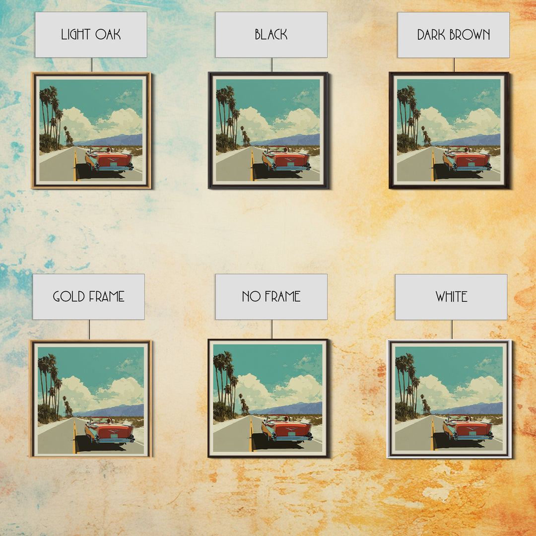 Route 66 Desert Road Framed Canvas Print, Travel Poster(2), Downloadable Prints, Living Room Decor, Watercolor Art, Voyage, TPO-1x1-39