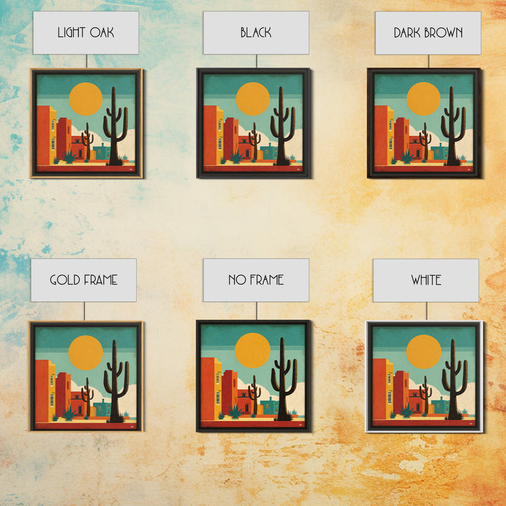Mexico Cactus and Sun Travel Poster Canvas Print, Travel Poster(2), Wall Decor, Living Room Decor, Fine Art, Voyage, Wall Art, TPO-1x1-69
