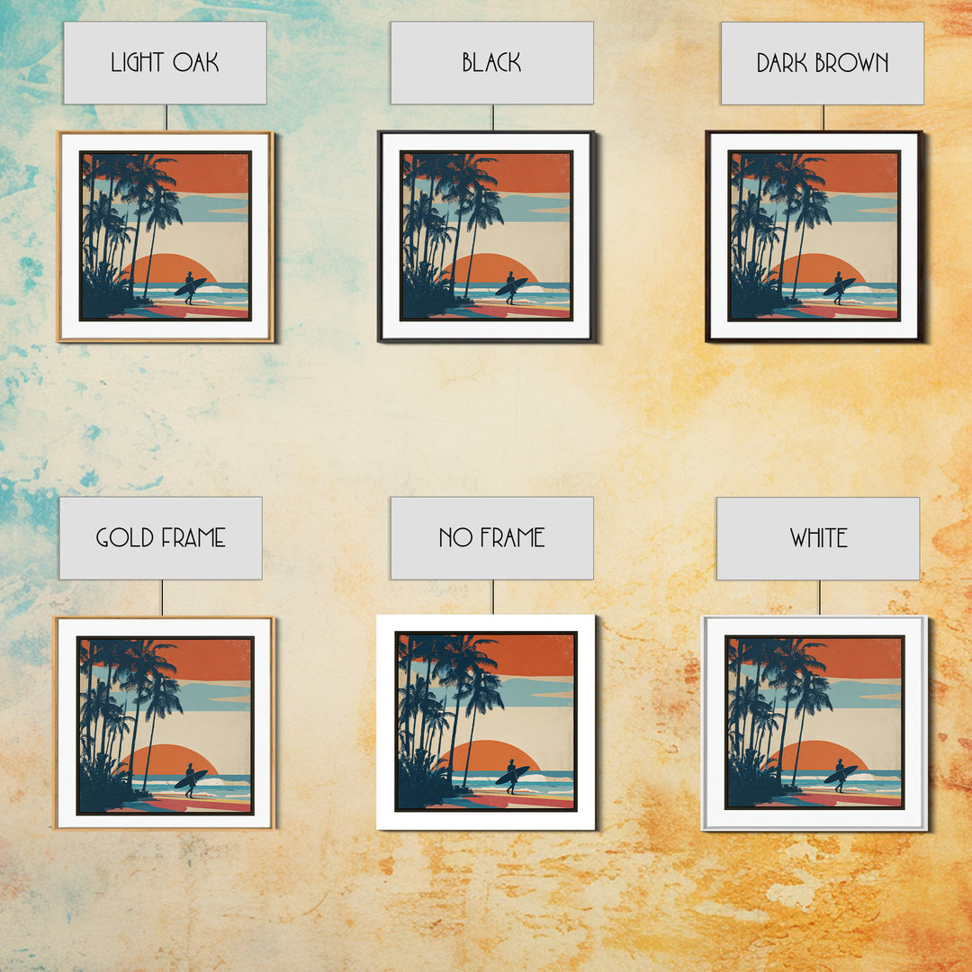 Hawaii Surf and Palm Tree Poster Canvas Print, Travel Poster(2), Digital Poster, Living Room Decor, Fine Art, Voyage, TPO-1x1-9