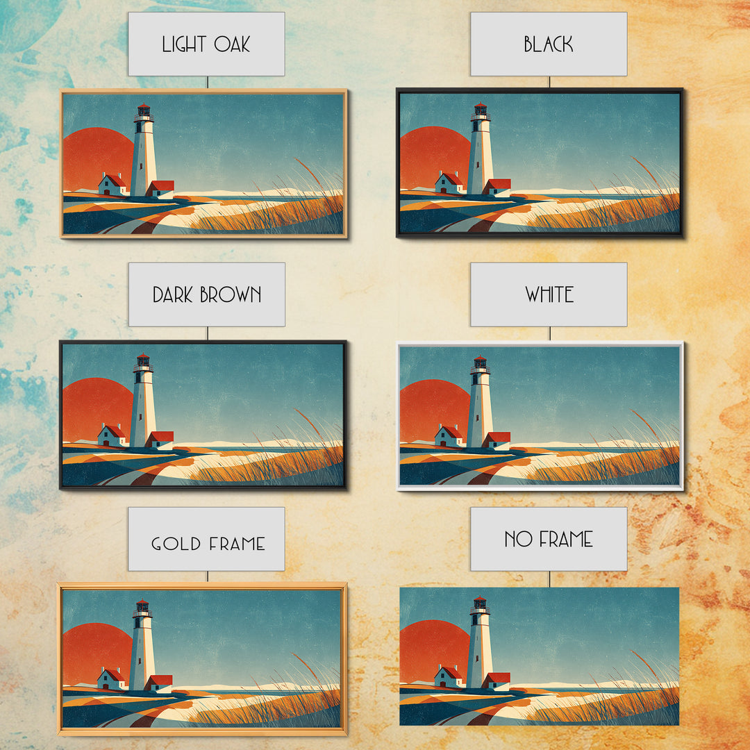 Cape Cod Lighthouse Summer Poster Framed Canvas Print, Travel Poster(2), Modern Decor, Living Room Decor, Fine Art, Voyage, TPO-2x1-14