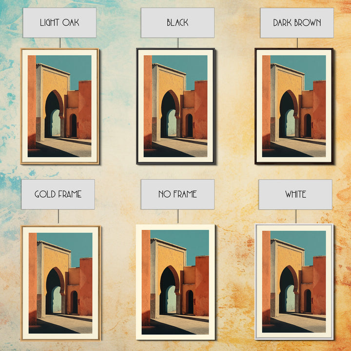 Marrakesh Arch and Tile Pattern Poster Framed Canvas Print, Travel Poster(2), Wall Art, Living Room Decor, Fine Art, Voyage, TPO-2x3-1